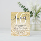 Gouden nep glitters glamour lichten Sweet 16th  Kaart (Staand voorkant)