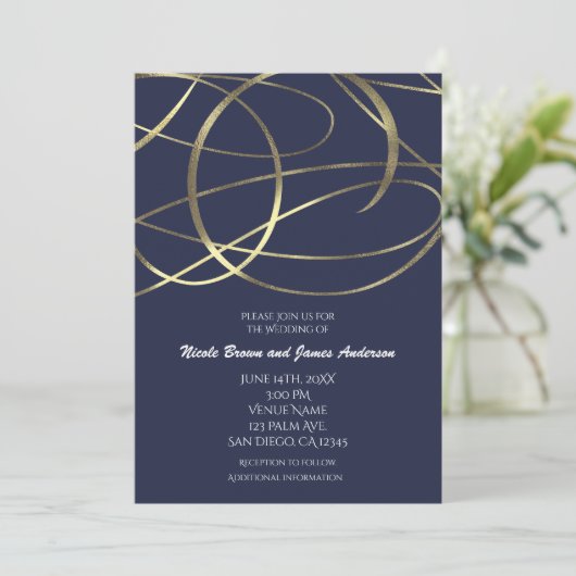 Gouden nepfolie trouwkaarten in elke kleur kaart (Staand voorkant)