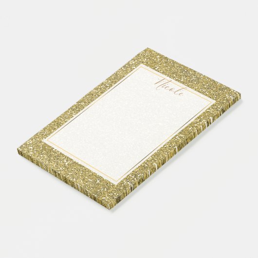 Gouden nepschitter glitter post-it® notes (Schuin)