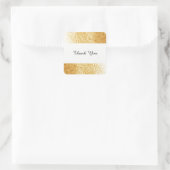 Gouden nepschitterende bedankje vierkante sticker (Tas)