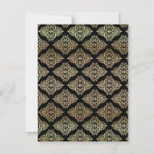 Gouden nepschittering, damast scroll RSVP kaart (Achterkant)