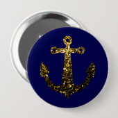Gouden nepschittering glitters Anker marineblauw Ronde Button 4,0 Cm (Voorkant /achterkant)