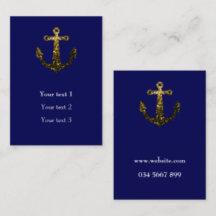 Gouden nepschitteringen Anker marineblauw Personal Visitekaartje