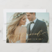 Gouden Net Getrouwd Huwelijksfotokaart Aankondiging (Voorkant)