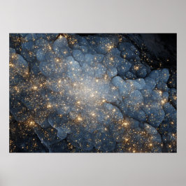 Gouden Nevel Vonkelt Middennachtblauw Kosmos Poster