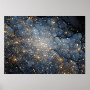 Gouden Nevel Vonkelt Middennachtblauw Kosmos Poster