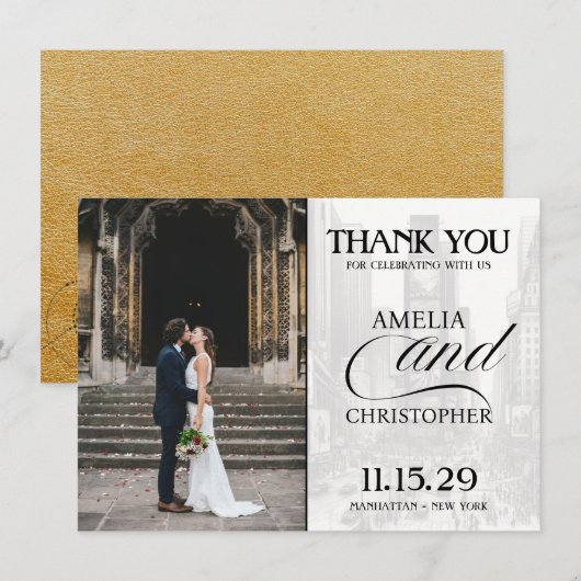 Gouden New York City paspoort Bedankkaart (Voorkant / Achterkant)