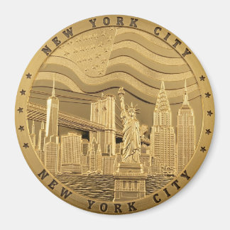 Gouden New York City Silhouette Souvenir Magneet