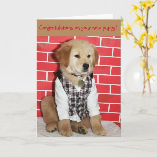 Gouden nieuwe puppy kaart (Gele Bloem)