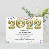 Gouden Nieuwjaar 2022 Ballon Kleurrijk Confetti Fe Kaart (Staand voorkant)