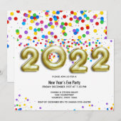 Gouden Nieuwjaar 2022 Ballon Kleurrijk Confetti Fe Kaart (Voorkant / Achterkant)