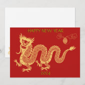 Gouden Nieuwjaar Dragon 2024 Chinees Feestdagenkaart (Voorkant / Achterkant)