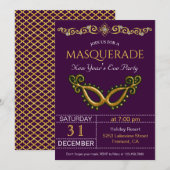Gouden Nieuwjaarsavond Masquerade Party uitnodigin Kaart (Voorkant / Achterkant)
