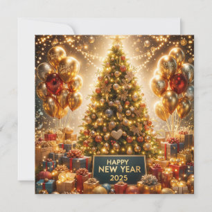 Gouden Nieuwjaarsviering 2025 Feestdagenkaart