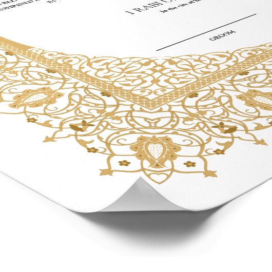 Gouden Nikkah-certificaat voor islamitische bruilo Poster (Hoek)