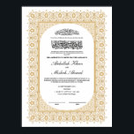 Gouden Nikkah-certificaat voor islamitische bruilo Poster<br><div class="desc">Vier uw heilige vereniging met ons zorgvuldig ontworpen Nikkah-certificaat, een prachtige mix van traditie en tijdloze elegantie. Dit certificaat is versierd met een luxueuze goudgedrukte rand en koranische ayahs, gemaakt om het spirituele belang van uw Nikkah-ceremonie te eren. Geïnspireerd door de harmonie tussen islamitisch erfgoed en hedendaagse sophisticatie, heeft het...</div>