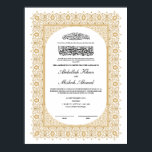 Gouden Nikkah-certificaat voor islamitische bruilo Poster<br><div class="desc">Vier uw heilige vereniging met ons zorgvuldig ontworpen Nikkah-certificaat, een prachtige mix van traditie en tijdloze elegantie. Dit certificaat is versierd met een luxueuze goudgedrukte rand en koranische ayahs, gemaakt om het spirituele belang van uw Nikkah-ceremonie te eren. Geïnspireerd door de harmonie tussen islamitisch erfgoed en hedendaagse sophisticatie, heeft het...</div>