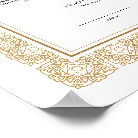Gouden Nikkah-certificaat voor islamitische bruilo Poster (Hoek)