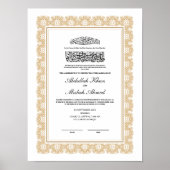 Gouden Nikkah-certificaat voor islamitische bruilo Poster (Voorkant)