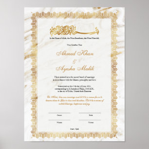Gouden Nikkah-certificaat voor moslim islamitische Poster