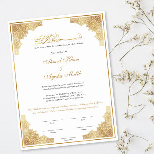 Gouden Nikkah-certificaat voor moslim islamitische Poster