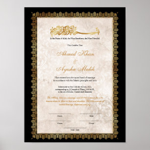 Gouden Nikkah-certificaat voor moslim islamitische Poster
