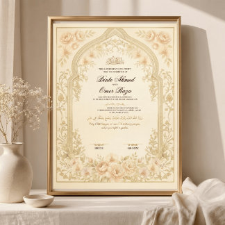 Gouden Nikkah-contract Digitale Huwelijksakte Poster
