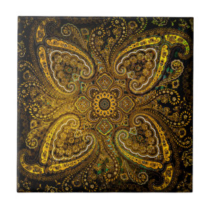Gouden Nostalgie Paisley Tegeltje