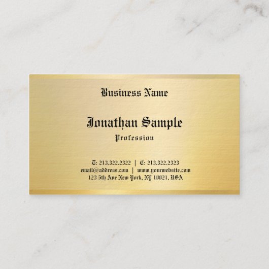 Gouden  Nostalgische Classic Look Oude Stijl Tekst Visitekaartje (Achterkant)