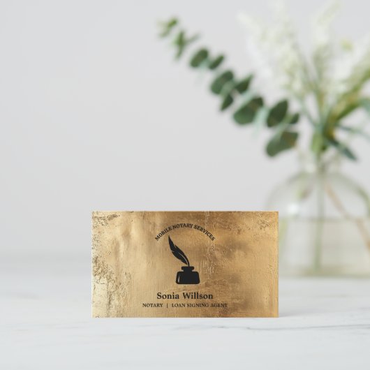 Gouden notaris openbare lening ondertekenen foto Q Visitekaartje (Staand voorkant)