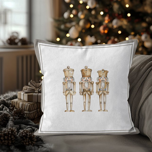 Gouden Notenkraker Ballet Kerst Feestelijke Vakant Kussen (Gold Nutcracker traditional Christmas throw pillow)