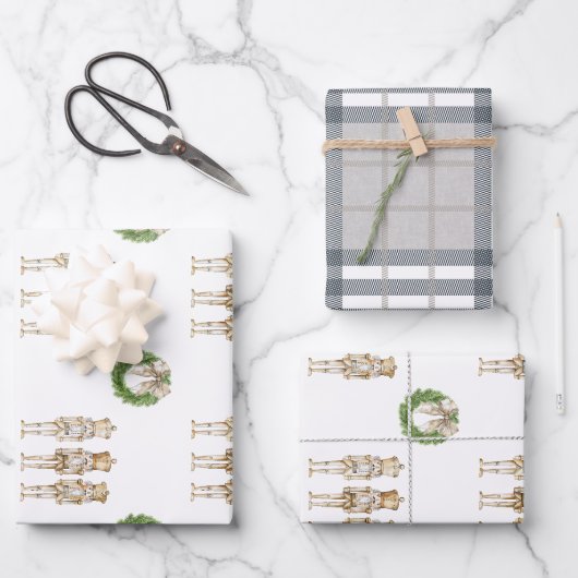 Gouden Notenkraker Kerst Inpakpapier Vel (Voorkant)