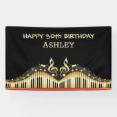 Gouden notities en toetsenborden Rode lijnen Spandoek (Horizontaal)