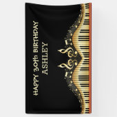 Gouden notities en toetsenborden Rode lijnen Spandoek (Verticaal)