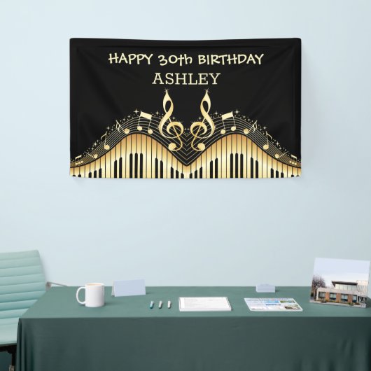 Gouden notities en toetsenborden spandoek (Beurs)