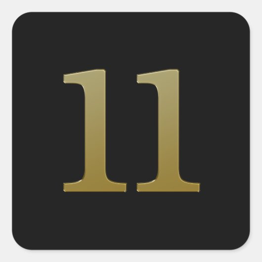 Gouden Nummer 11 Vierkante Sticker (Voorkant)