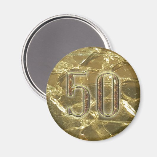 gouden nummer 50 gouden lampen 50e verjaardag magneet (Voorkant / Achterkant)