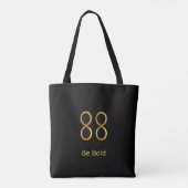 Gouden Nummer 88 op Zwart Tote Bag (Achterkant)