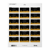 Gouden NYC geëtst sterrenstelsel Skyline Water Fle Etiket (Full Sheet)