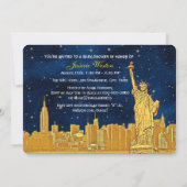 Gouden NYC Skyline #2 Blue Starry H Baby shower Kaart (Achterkant)