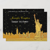 Gouden NYC Skyline #2 Etch Sterrenhemel DIY BG H S Kaart (Voorkant / Achterkant)