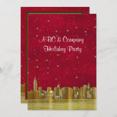 Gouden NYC Skyline Kerstmis Rode Sterrenhemel Kaart (Voorkant / Achterkant)