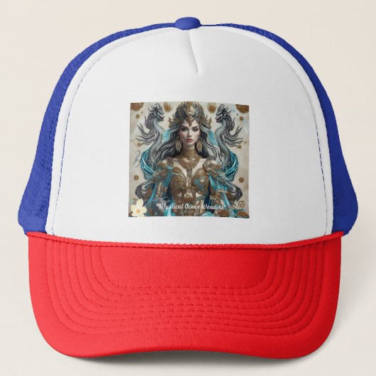 "Gouden Oceaan accenten" Trucker Pet (Voorkant)