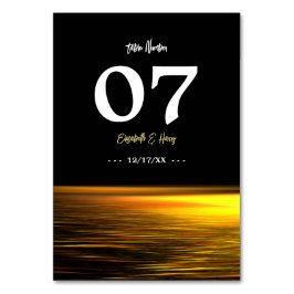 Gouden Oceaan, Elegant Strand Bruiloft Kaart