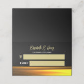 Gouden Oceaan, Elegant Strand Bruiloft Plaatskaartje (Buitenkant ongevouwen)