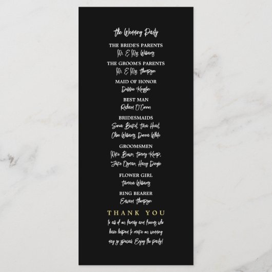 Gouden Oceaan, Elegant Strand Bruiloft Programmakaart (Achterkant)