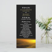 Gouden Oceaan, Elegant Strand Bruiloft Programmakaart (Staand voorkant)