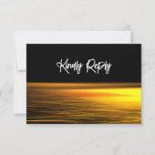 Gouden Oceaan, Elegant Strand Bruiloft RSVP Kaartje (Voorkant)