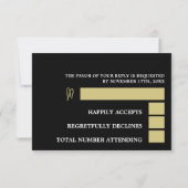 Gouden Oceaan, Elegant Strand Bruiloft RSVP Kaartje (Achterkant)