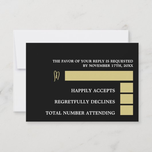 Gouden Oceaan, Elegant Strand Bruiloft RSVP Kaartje (Achterkant)